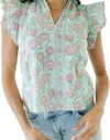 Victoria Dunn Key Largo Blouse Top In Day Glow In Multi