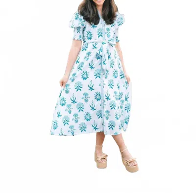 Victoria Dunn Kiawah Dress In Indigo Meadow In Blue