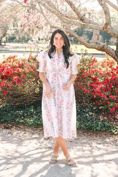 Victoria Dunn Kiawah Puff Sleeve Dress In Floral Garden In Pattern