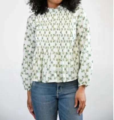 Victoria Dunn Kinsley Long Sleeve Top In Sagebrush In White