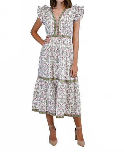 Victoria Dunn Kira Midi Dress In Wild Blossom In Gray