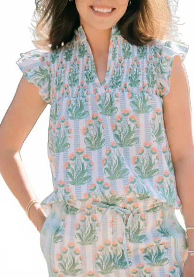 Victoria Dunn Layla V-neck Blouse In Chateau Toile In Multi