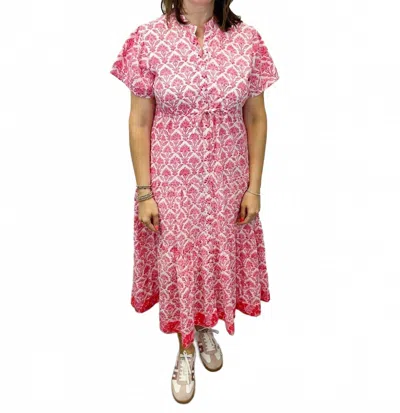 Victoria Dunn Magnolia Flutter Dress In Persimmon In Pink