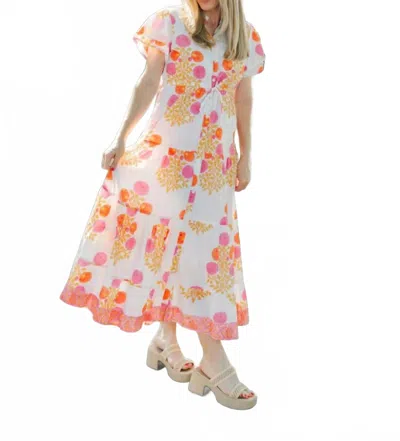 Victoria Dunn Magnolia Flutter Dress In Tangerine In Multi