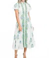 Victoria Dunn Magnolia Flutter Midi Dress In Bluebell In White