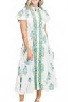Victoria Dunn Magnolia Flutter Midi Dress In Bluebell In Multi