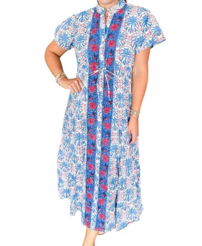 Victoria Dunn Magnolia Flutter Midi Dress In Marina In Multi