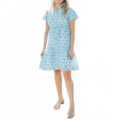Victoria Dunn Magnolia Flutter Mini Dress In Cabana In Blue