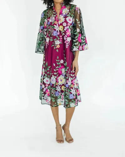 Victoria Dunn Maisie Dress -fluer De Lys In Burgundy In White