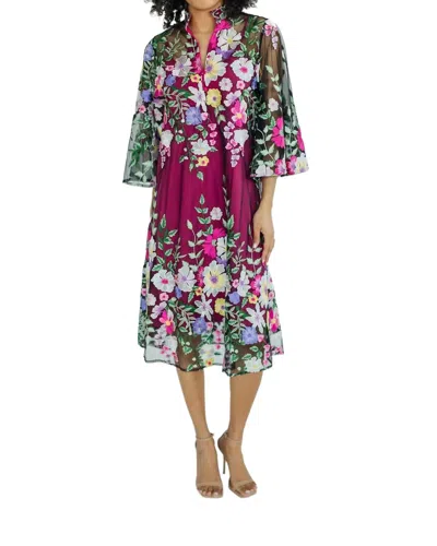 Victoria Dunn Maisie Dress -fluer De Lys In Burgundy In Multi
