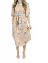 Victoria Dunn Mardelle Midi Dress In Blush In Multi