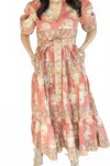 Victoria Dunn Oakleigh Midi Dress In Fired Brick In Blue