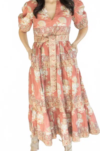 Victoria Dunn Oakleigh Midi Dress In Fired Brick In Blue