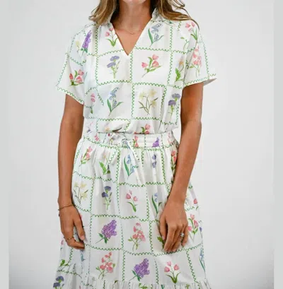 Victoria Dunn Olivia V-neck Blouse In Botanical Library In Multi