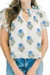 Victoria Dunn Paige V-neck Blouse In Juniper In Gray