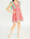 Victoria Dunn Posey V-neck Mini Dress In Dancing Daisy In Red