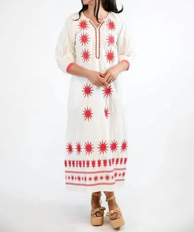 Victoria Dunn Quinn Dress In Ruby Starburst In White