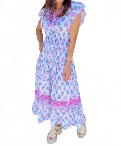 Victoria Dunn Rosa Maxi Dress In Lilac Chiffon In Blue