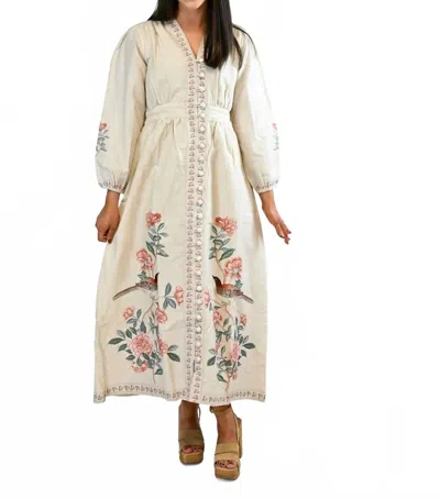 Victoria Dunn Solene Midi Dress In Gardenia In Neutral