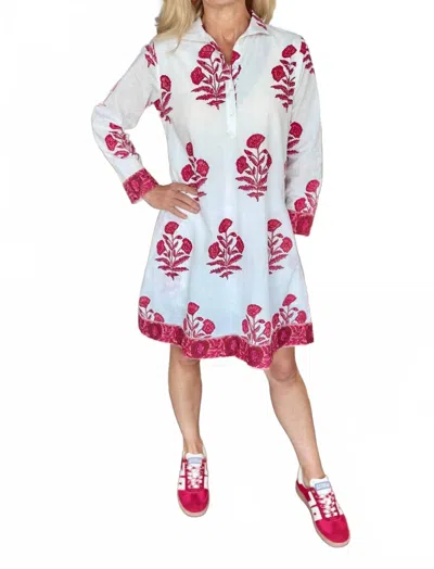 Victoria Dunn Sully Mandarin Mini Dress In Crimson In White