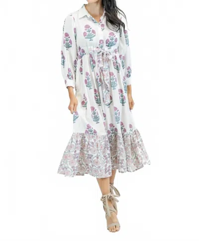 Victoria Dunn Vienna Midi Dress In Rosebud In Multi