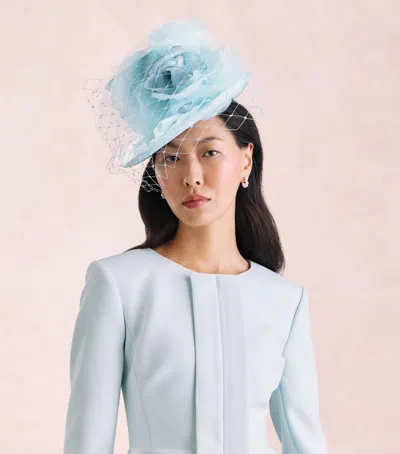 Victoria Grant Parasisal Straw Signature Top Hat In Blue