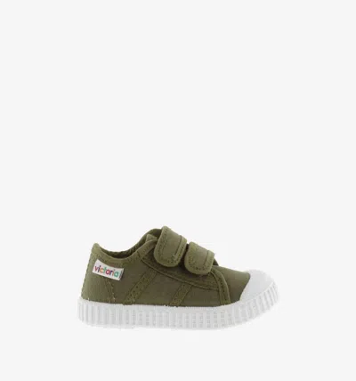 Victoria Kid's 1915 Straps Canvas Sneakers In Kaki Green