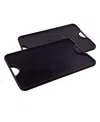 Victoria Large Rectangular Reversible Cast Iron Griddle, Solid, 20" X 14", Seasoned In Black