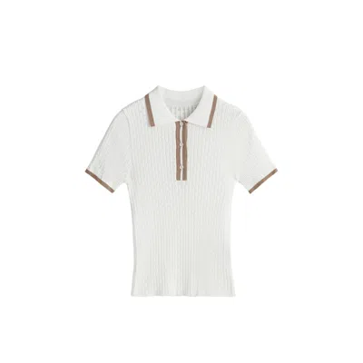 Victoria Paulsen Women's Jamie Pointelle Knit Short Sleeve Polo - White