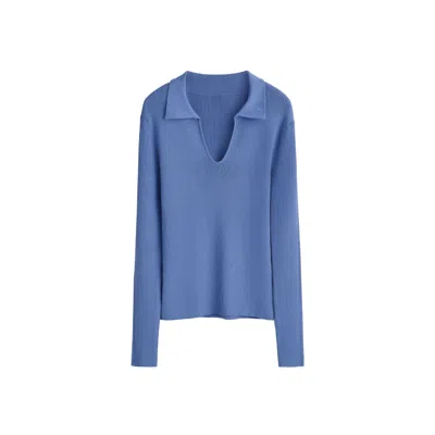 Victoria Paulsen Women's Samantha Long Sleeve Knit Polo - Blue