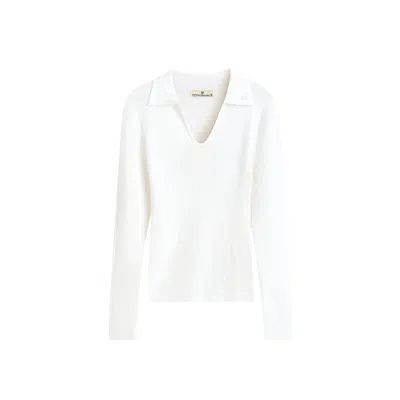 Victoria Paulsen Women's White Samantha Long Sleeve Knit Polo