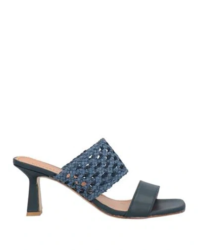 Victoria Petra Woman Sandals Navy Size 5 Textile Fibers, Leather In Blue
