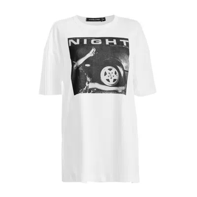 Victoria Rainer Men's White Unisex Oversized T-shirt "night"