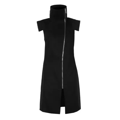 Victoria Rainer Women's Asymmetrical High-collar Sleeveless Jacket - Black