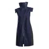 Victoria Rainer Women's Asymmetrical High-collar Sleeveless Jacket - Blue In Blue