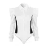 Victoria Rainer Women's Bodysuit Blouse - White In White