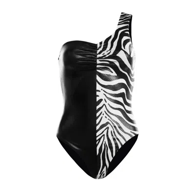 Victoria Rainer Women's Bodysuit In Zebra Print - Black