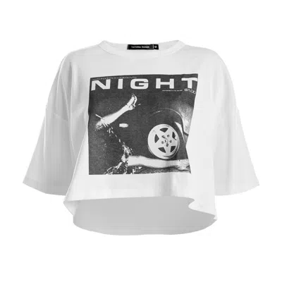 Victoria Rainer Women's Cropped Boxy T-shirt Night - White
