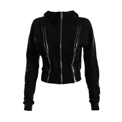 Victoria Rainer Women's Hooded Jacket Zippers - Black