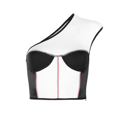 Victoria Rainer Women's One-shoulder Top - Black & White