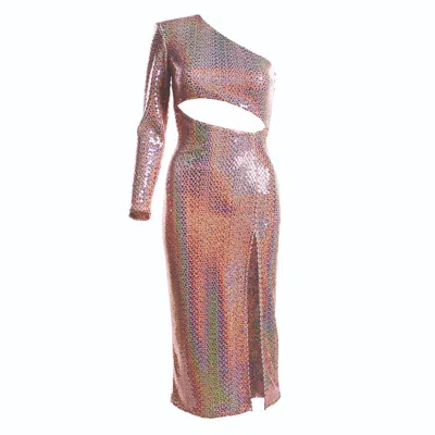 Victoria Rainer Women's Pink / Purple Asymmetrical One-sleeve Dress - Pink & Purple In Pink/purple