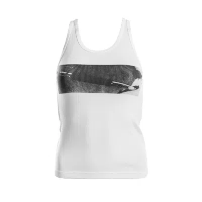 Victoria Rainer Women's White Slim Fit Tank Top