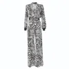 Victoria Rainer Women's Zebra Print Long Sleeve Jumpsuit-blazer - Black In Black