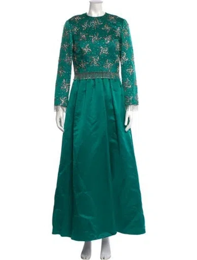 Pre-owned Victoria Royal Ltd Crew Neck Long Dress In Green