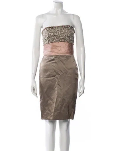Pre-owned Victoria Royal Ltd Graphic Print Mini Dress In Neutral