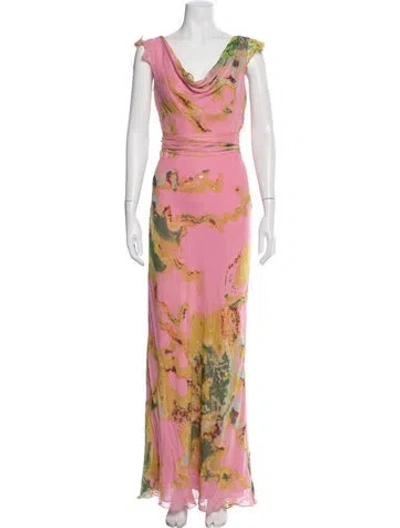 Pre-owned Victoria Royal Ltd Silk Long Dress In Pink
