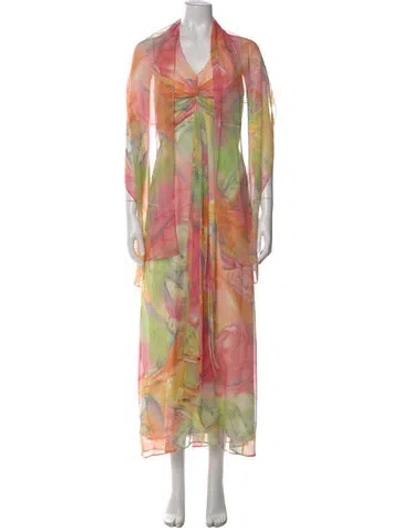 Pre-owned Victoria Royal Ltd Silk Long Dress In Pink