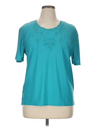 Pre-owned Victoria Short Sleeve Top Teal Scoop Neck Tops In Blue