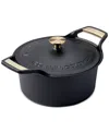 Victoria Signature Series 6 Qt Cast Iron Dutch Oven With Lid In Black And Gold