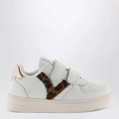 Victoria Tiempo Leather-effect Mini Sneakers With V Logo In White